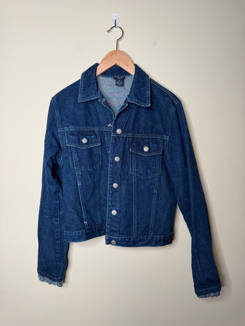 Vintage The Blues Dark Wash Denim Jacket Buttons 90s 100% Cotton. Medium